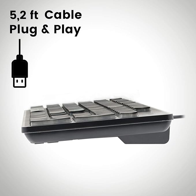 Perixx PERIBOARD-317 Wired Backlit USB Keyboard, Big Print Letter with White Illuminated LED, US English Layout,Black