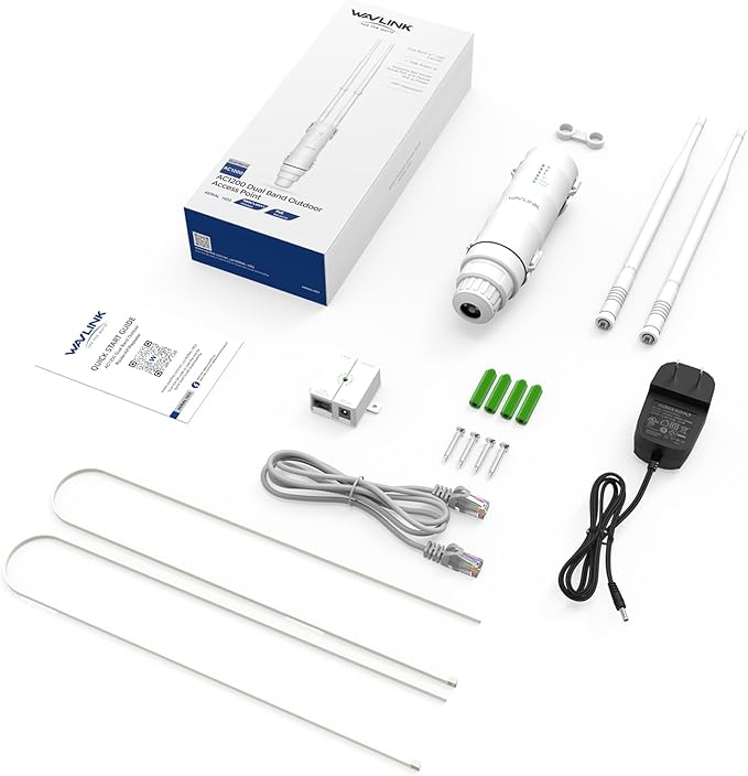 AC1200 WAVLINK Outdoor WiFi Extender, Weatherproof Outdoor WiFi Repeater Extender Signal Booster with POE, Dual Band 2.4/5GHz, Support AP/Repeater/Router Mode, for Yard/Patio/Rural Areas