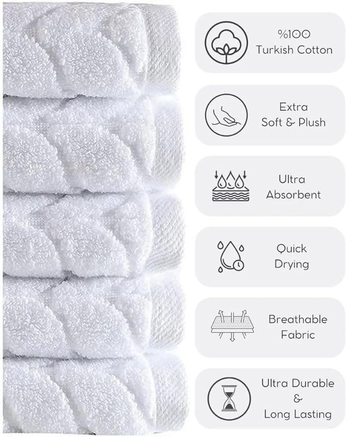 BAGNO MILANO Turkish Bath Towels, Soft Plush Jacquard Luxury Bath Towels, Quick Dry Towel Set (Cream, 3 pcs Towel Set)