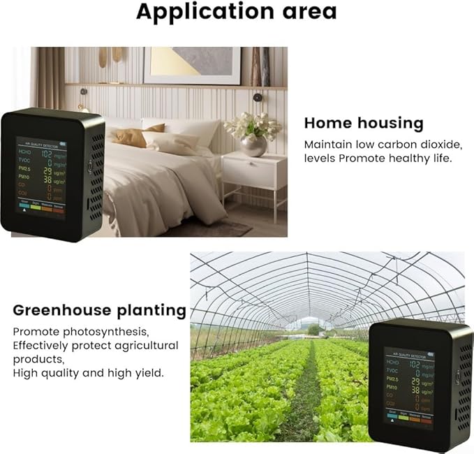 6 in 1 Air Quality Monitor PM2.5 PM10 HCHO Formaldehyde Detector Temperature Humidity Meter with Color Display Portable Indoor Air Tester