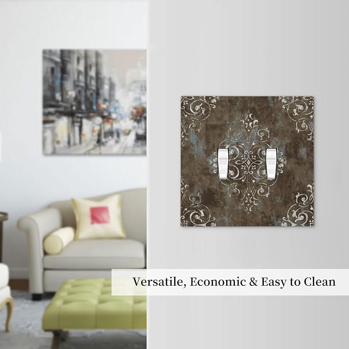 Gothic Vintage Abstract Brown Patterns Double Toggle Light Switch Covers 2 Gang Wall Plate Dual Decorative Switchplate Electrical Faceplate for Country Bathroom Bedroom Decor