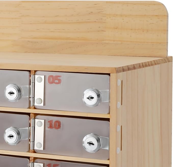 Cell Phone Locker Box 30 Slots Cell Phone Organizer Cabinet with Combination Locks Wall-Mounted Locking Cell Phone Storage Box for Classroom Office,Shool,Office (30 Slots, Wood+Acrylic)