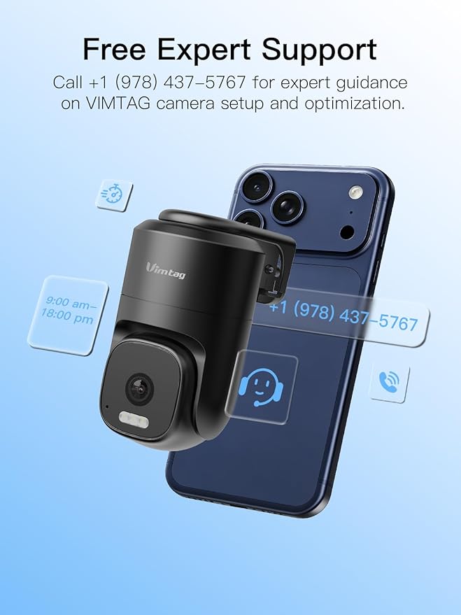 VIMTAG Outdoor Cameras for Home Security, 2.5K Security Camera Outdoor, 360Β° Pan/Tilt Outside House Surveillance, Motion Tracking, Color Night Vision, 2-Way Audio, 5G/2.4G WiFi, Cloud/SD Card Storage