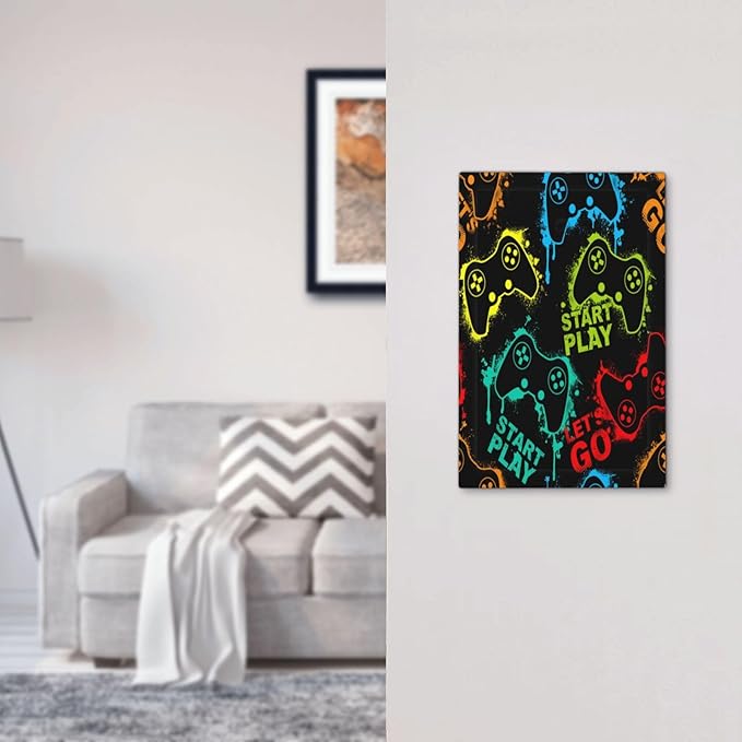 Decorative Light Switch Plate Covers Gamepad Theme Graffiti 1 Gang No Device Single Blank Outlet Covers Wall Plate Light Switch Cover Plate for Game Room Bedroom Home Decor