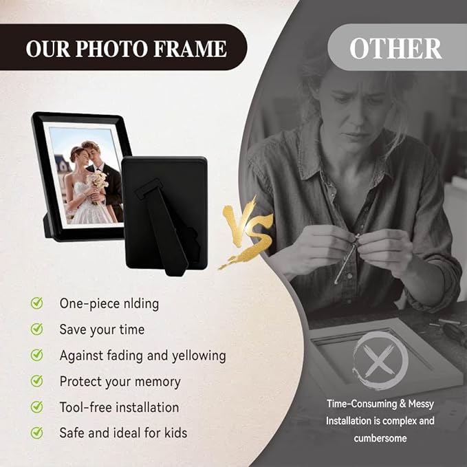 Black 5x7 Picture Frame with Acrylic Front 6 Pack, ABS Frame for 5x7 or 4x10 Photos, Shatterproof UV-Resistant Tabletop Photo Frame, Vertical/Horizontal Display for Home Décor