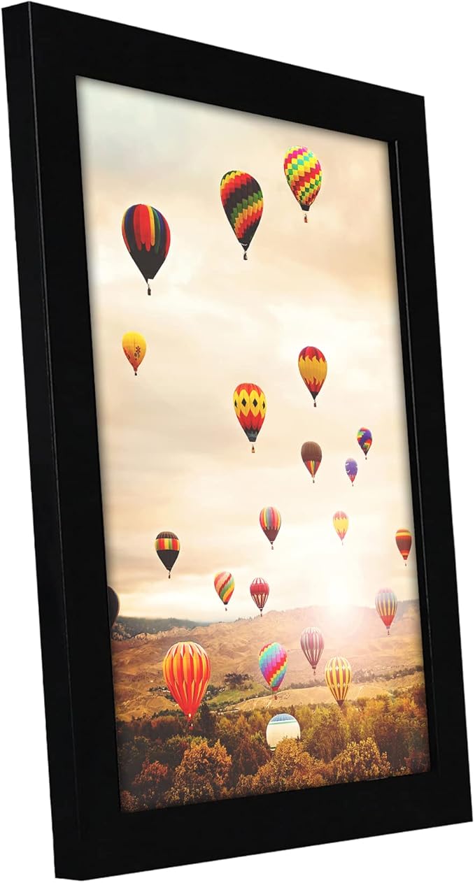 Americanflat 7x10 Picture Frame with Shatter-Resistant Glass - Signature Collection - Gallery-Style Frames Made of Engineered Wood - Photo Frame for Tabletop and Wall Display - Black