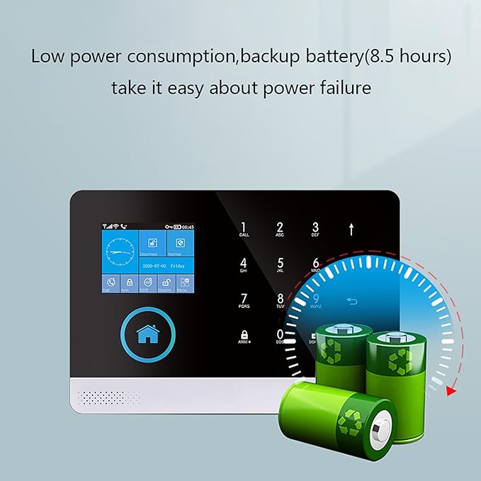 Wireless Home Alarm Security System 13PCS 433MHz LCD Display with Host Remote Controls Alarm Window Door Sensor WiFi+GSM Auto Dial Alarm Compatible with Alexa Google Home Voice Control