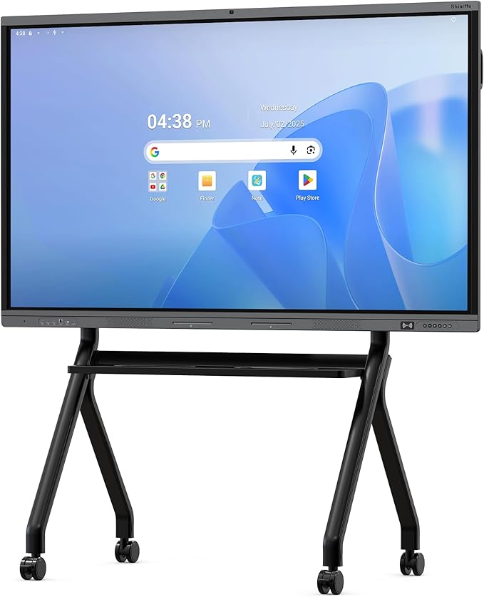 Shiarffe X5 Pro 4K 75 Inch Smart Board with Portable Stand, EDLA-Certified Digital Whiteboard, Touchscreen Interactive Display Built-in Camera for Classroom Office Hybrid Work Home, Android OS