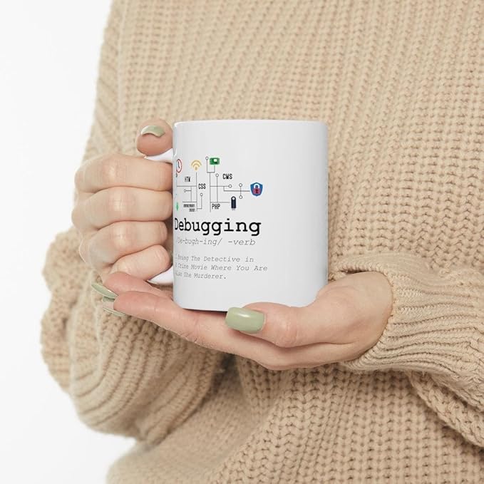 Personalized Debugging Definition Mug Customized Funny IT Programmer Programming Coding Code Coffee Mug 11oz Computer Teacher Student Present 11oz