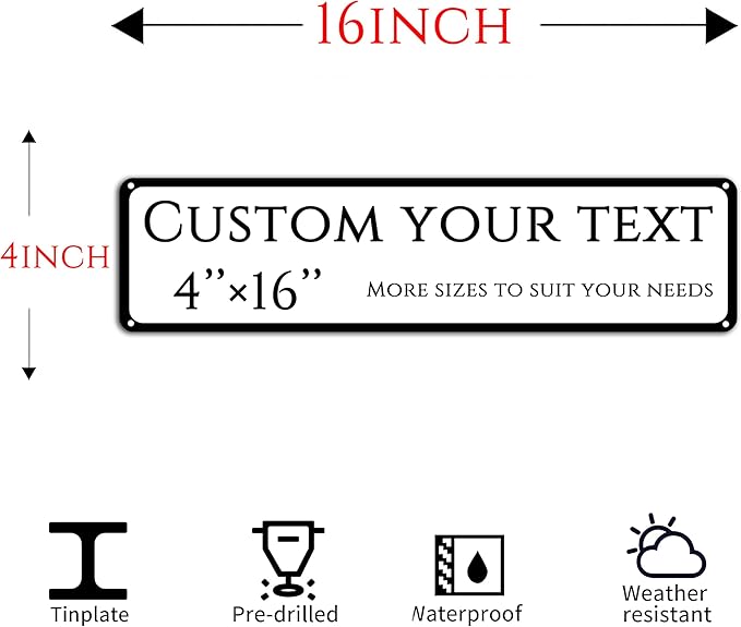 Custom Sign,street signs customized,Double-sided reflective,Aluminum Weatherproof Metal Sign Multiple Sizes, Customize for shops, Business, Workplace, office, Home, Delivery Signs(4 * 16 Inch)