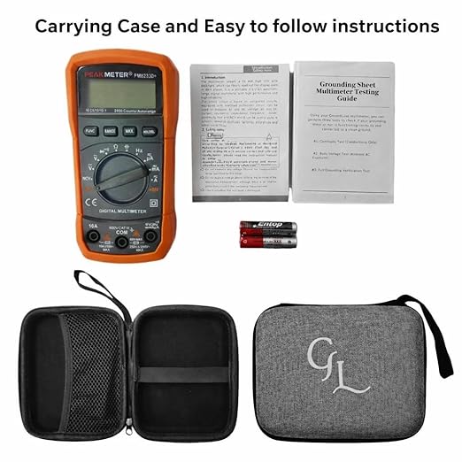 GroundLuxe Auto-Ranging Digital Multimeter โ Best and Easiest Multimeter for Testing grounding Sheets and Mats, Instructions Included, Large Backlit LCD, Continuity Testing