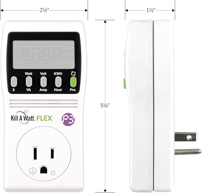 2-Pack P3 International P4456 Kill A Watt Flex Plug-in Electricity Usage + Power Consumption Monitor, Watt Voltage Tester, Electrical Energy Saving Monitor with Auto Cost Calculator