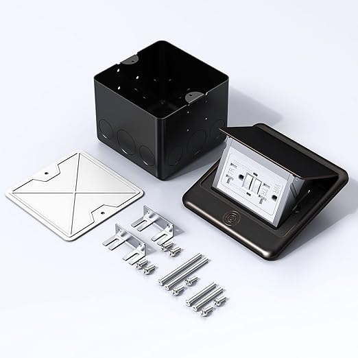 KYHSHJ Pop Up Floor Electrical Outlet with 20 Amp Stainless Steel GFCI Tamper Receptacle Outlet, Corrosive Resistant Hardware,ETL Listed,(Oil Rubbed Bronze)