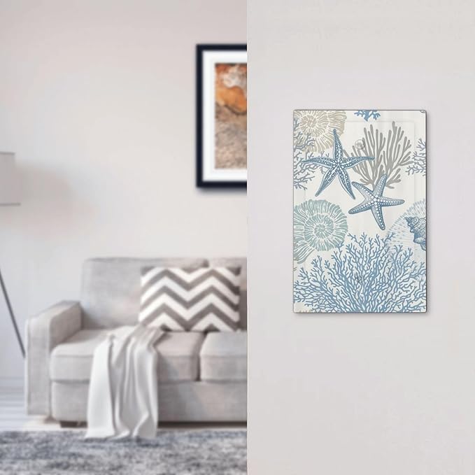 Decorative Light Switch Plate Covers Blue Starfish Coral Seaweed 1 Gang No Device Single Blank Outlet Covers Wall Plate Light Switch Cover Plate for Bathroom Bedroom Decor