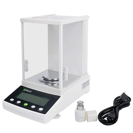 U.S. Solid 0.1mg Analytical Balance, 220g x 0.0001g, Lab Electronic Scale with Automatic Internal Calibration, Electromagnetic Transducer, RS232, Overload Protection, Piece Counting, 4 Weighing Units