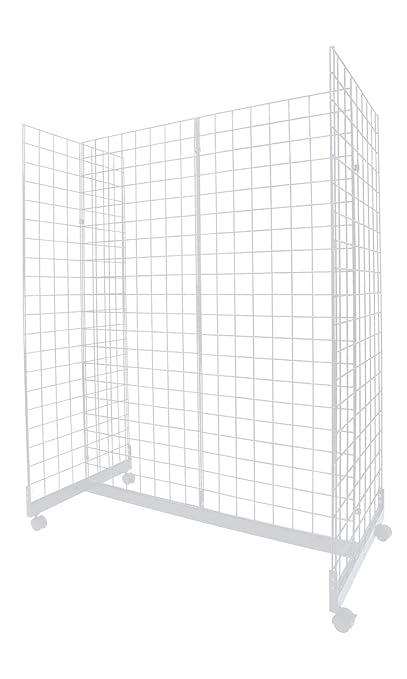 SSWBasics White Grid Gondola Unit - 24”W x 48”L x 66"H - Gridwall Panel Display Stand - Sleek, Durable Grid Display for Retail, Thrift, Boutique, Garage, Home Organization - Rolling, Moveable