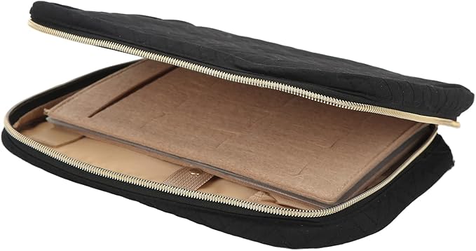 JTLB Portable Jewelry Organizer Travel Case with Clear Bags for Earrings, Necklaces - Compact Storage Roll in Black