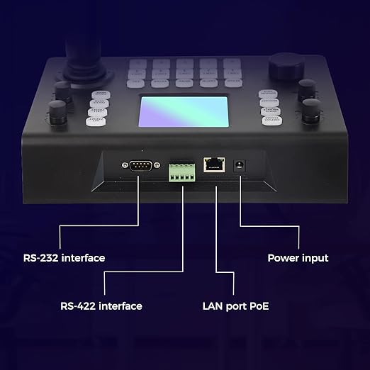 RGBlink Multi‑Protocol PTZ Controller w/ 3.49″ LCD, PoE, NDI 5.5 & Hall‑Sensor Joystick, 255‑Camera Support, VISCA/PELCO‑D/P, RS485/422/232–Ideal for Worship, Webinars & Live Streaming (RGBBKT)