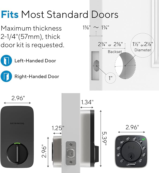 ULTRALOQ Bolt NFC Smart Lock with Android Phone Tap to Unlock, Built-in WiFi Keyless Entry Door Lock with Door Sensor, App Remote Control, Auto-Lock/Unlock, IP65 Waterproof, BHMA Certified