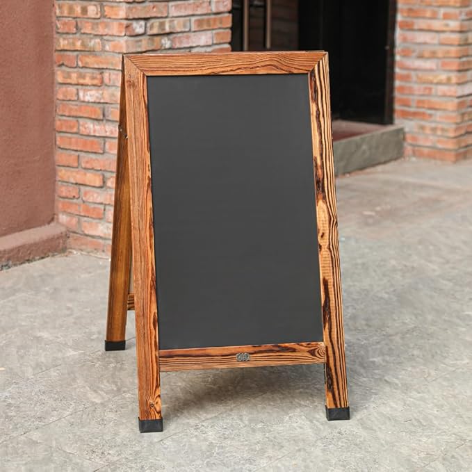 TenXVI Designs 40"x22" A-Frame Sign, Torched Wood Sandwich Board, Double-Sided Magnetic Chalkboard for Cafe, Bar, Restaurant Owners, Wedding Planners, Outdoor Sandwich Board Signs