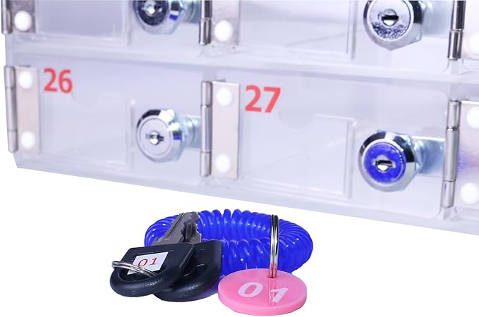 30 Slots Clear Cell Phone Locker,Acrylic Cell Phone Organizer Phones Storage Cabinet Wall Mounted with Door Locks Keys for Factory Office School 12.9X20.6X7.2inch