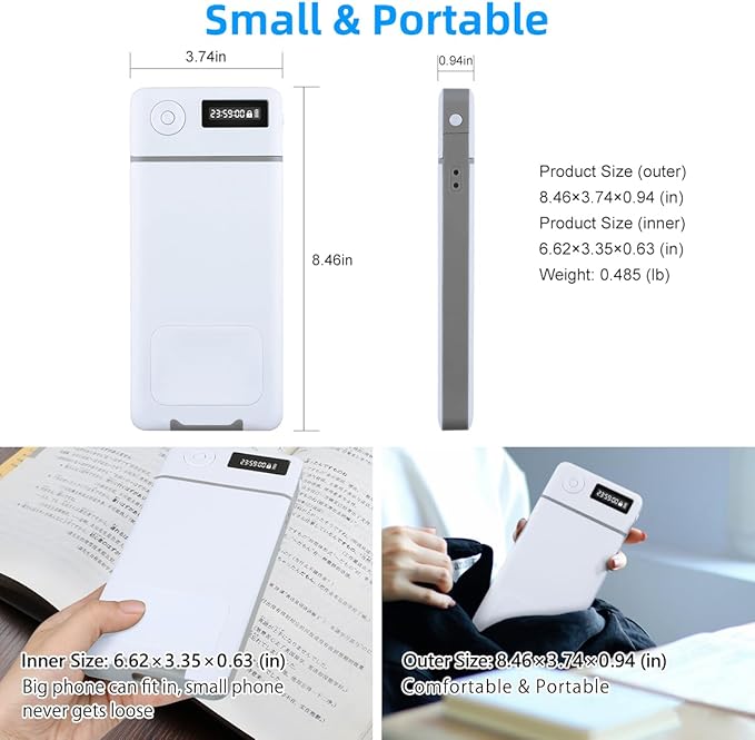 Phone Lock Box with Timer,Phone Lock Box,90 Days of Continuous Use,Quiet Mode,2 Charging Ports,Excessive Games,Mobile Phone Addiction