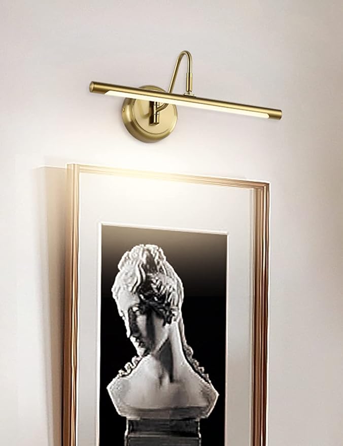 JOOSENLUX Gold Picture Lights for Paintings Hardwired 16.5" Inch Long Dimmable Gallery Wall Lights with Adjustable Lighting Direction 110V 3000K