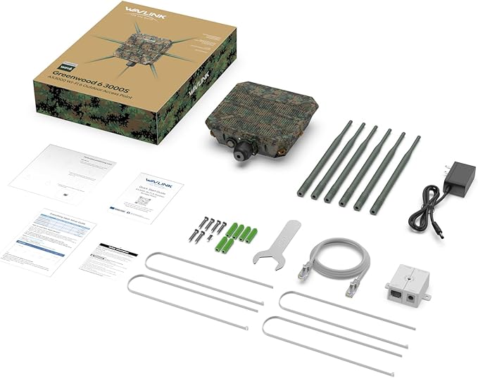 WAVLINK AX3000 Outdoor WiFi Access Point with PoE, 2025 New Model Long Range Outdoor Wireless Repeater, Dual Band 2.4G+5G, 6x7dBi High-gain Antennas, IP67 Weatherproof, Work with Starlink, Greenwood