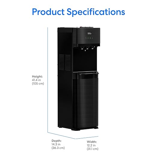 Brio Bottleless Water Cooler Dispenser w/ 4-Stage Filters (Included) removes PFAS & Microplastics for Clean Drinking Water, NSF Certified | 3 Temp (Hot, Room, Cold) w/Child Safety Lock & LED Display