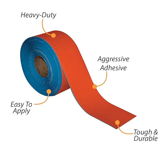 SmartSign Orange 4 inch x 100 feet Floor Marking Tape, 32 mil Vinyl Floor Tape, Superior Mark Industrial Use Safety Tape with Beveled Edges, Strong Adhesive, for Gym/Warehouse/Courts