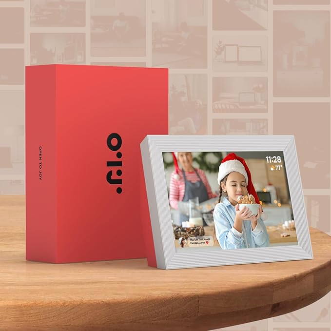 OTJ Frameo Digital Picture Frame 10.1" - 32GB WiFi Smart Photo Frame for Gifts & Home Display - Share Pictures Instantly via App, Christmas Birthday Gift for Mom Dad Grandparents