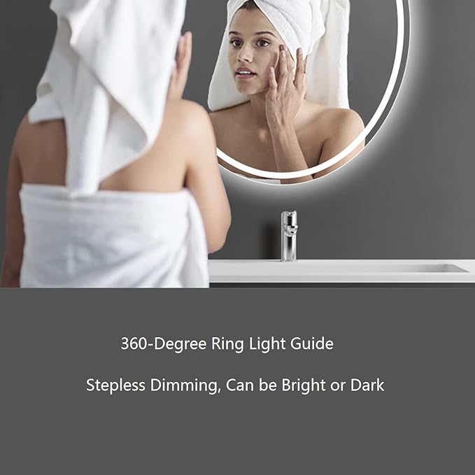 LED Oval Crystal Bathroom Vanity Mirror with Lights - 20x30inch Smart Wall Mirror with 3Color Anti-Fog Dimmable Touch Memory Crystal Light