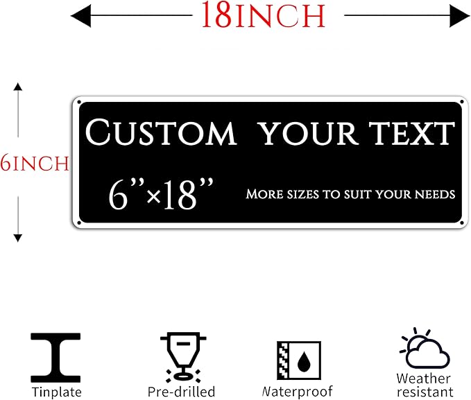 Custom Sign, street signs customized,Aluminum Weatherproof Metal Sign Multiple Sizes, delivery signs for home,Reflective doorplates,Business, Workplace, office, Home, Delivery Signs(6 * 18 Inch)