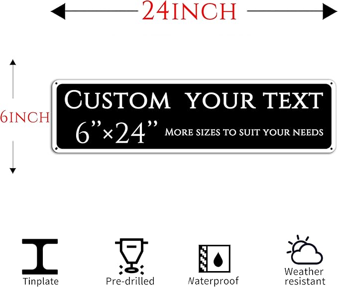 Custom Sign, custom street sign,Reflective,Aluminum Weatherproof Metal Sign Multiple Sizes, Sports field,for Office, Business, Workplace, office, Home, Delivery Signs(6 * 24 Inch)