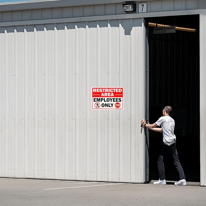 4 Pack Restricted Area Employees Only Sign, 10"x 7" .040 Rust Free Aluminum – Reflective, UV Protected and Weatherproof