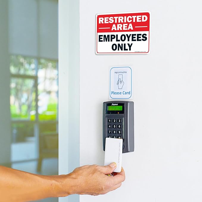 (2 pack) Faittoo Restricted Area Employees Only Sign, 10 x 7 Inches .40 Rust Free Aluminum, UV Protected, Weather Resistant, Waterproof, Durable Ink,Easy to Mount