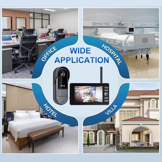 Door Bell Camera Wireless No Subscription with Monitor for Apartment, Timbre con Camara 1080P No App/WiFi Needed, Video Intercom 2-Way Talk,Waterproof Door Bell with Recording & Night Vision