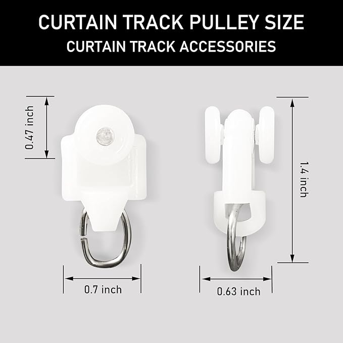 White Curtain Tracks Ceiling Wall Mounted Heavy-Duty Curtains Rails Room Divider Curtain Track for Living Room Bedroom Room Shower Divider Special Pulley 20PCS