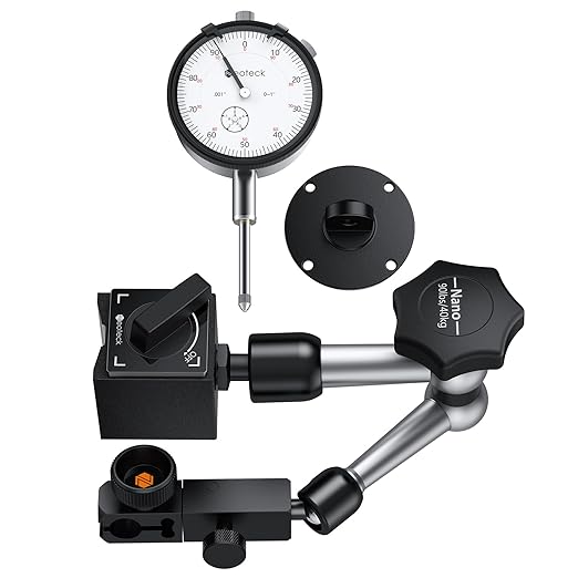 Neoteck Dial Indicator 0-1”/0.001” with 90lbs/40kg Magnetic Base,Imperial Dial Test Indicator Gauge Set for Lathe,3D Printer,CNC,Automobile,Laboratory