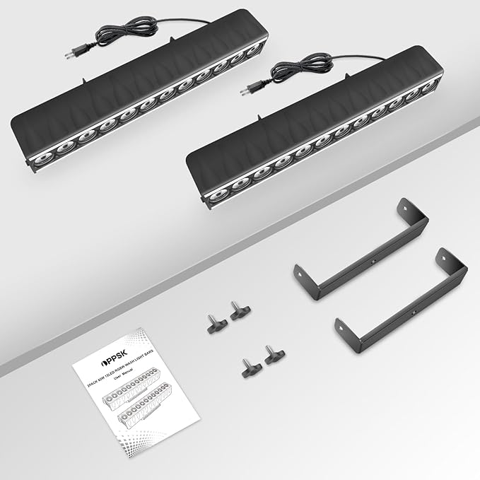 LED Stage Wash Light Bar: Dual-Row Pixel LED Strips Flanked with RGBW Beam - 60W 4IN1 RGBW Color Changing - DMX Control by DJ Party Planner - Uplights for Wedding Christmas Music Show Band - 2 Pack