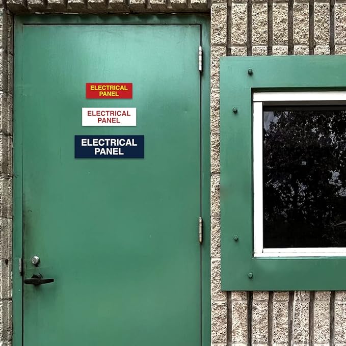 All Quality Basic Electrical Panel Sign - Fire Regulation Safety Compliance Sign - Red/Gold - Large (1 Pack)