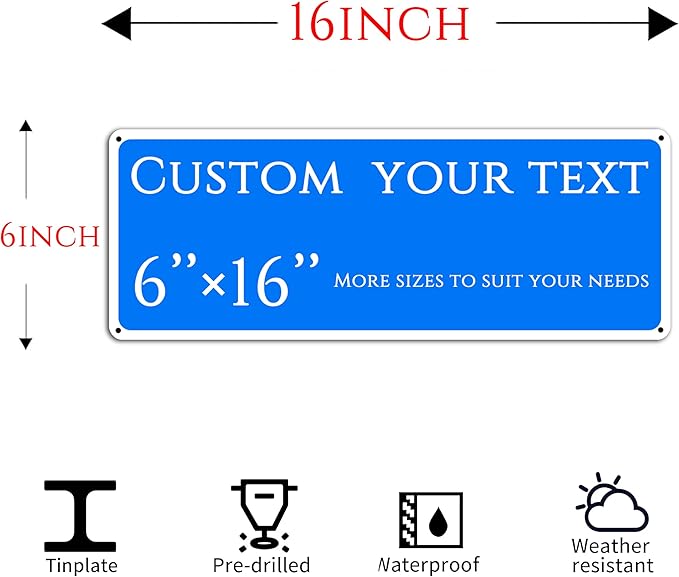 custom street sign,Custom Sign, Double-sided,Aluminum Weatherproof Metal Sign Multiple Sizes, Customize for outdoor, Business, Workplace, office, Home, Delivery Signs(6 * 16 Inch)