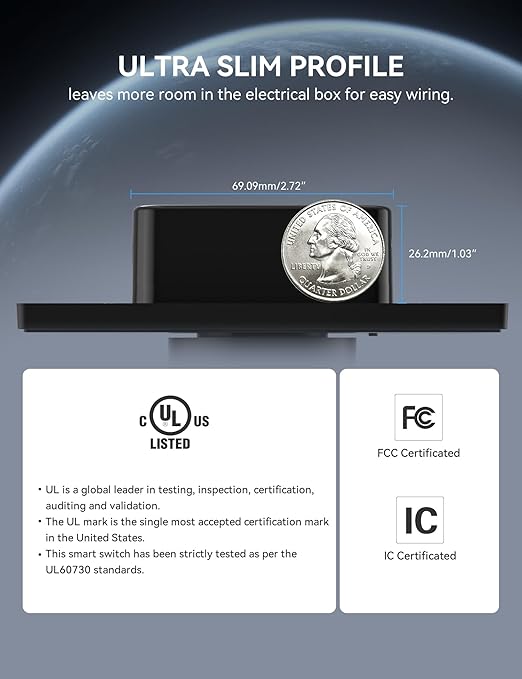 ELEGRP WiFi Smart Rotary Traic Dimmer with 1.8 inch TFT Display Screen, 3 Way, Needs Neutral Wire, 2.4GHz Wi-Fi, Compatible with Alexa and Google Home, No Hub Required, UL Listed, 1 Pack, Black