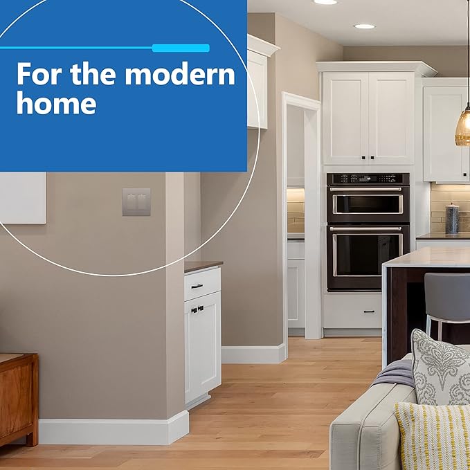 LIDER Matte Finish Decorator Switch Cover, Screwless Wall Plate, Mid-Size 2-Gang 4.88" x 4.92", Unbreakable Polycarbonate Thermoplastic, UL Listed, LSWP-32M-NK, Nickel