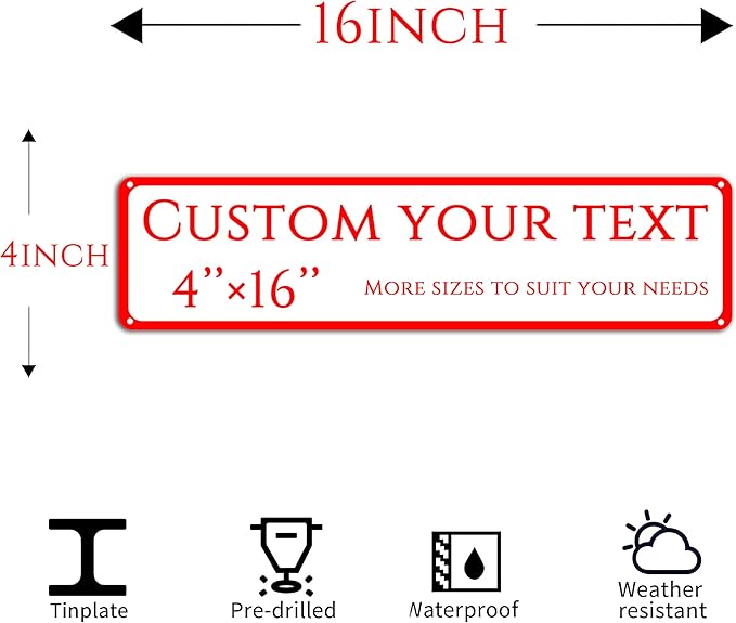 Custom Sign,street signs customized,Reflective,Aluminum Weatherproof Metal Sign Multiple Sizes, Customize for Street, Business, Workplace, office, Home, Delivery Signs(4 * 16 Inch)