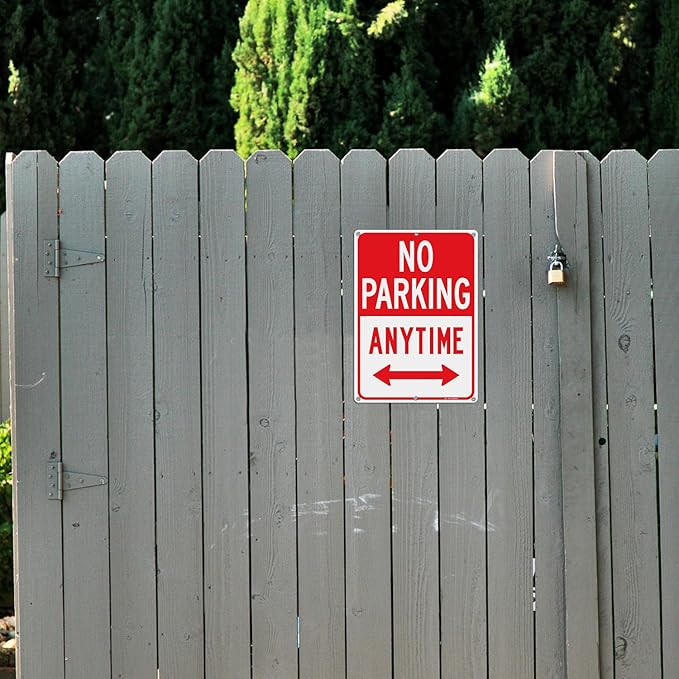 T&R No Parking Anytime Sign - 1 Pack - 14 x 10 Inches Rust Free .040 Aluminum Reflective - UV Protected, Waterproof, Weatherproof and Fade Resistant - 6 Pre-drilled Holes