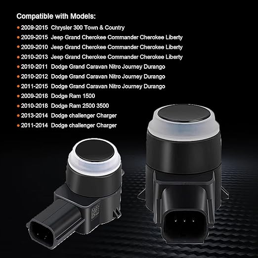4 PCS PDC Parking Assist Sensor - Compatible with Dodge Journey, Durango, Ram 1500 2500 3500, Jeep Commander, Liberty, Grand Cherokee Reverse Backup Parking Sensor Replace 1EW63TZZAA