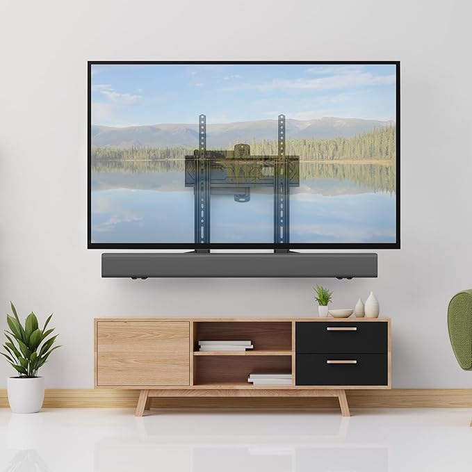 USX MOUNT Soundbar Mount, Sound Bar Mount for Mounting Above or Under TV, Fits Most of Sound Bars Up to 16 Lbs, with Detachable Extension Plates