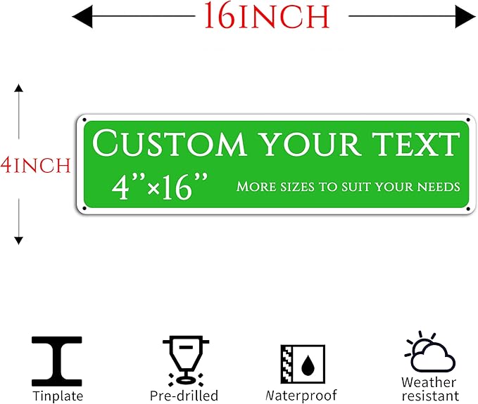 Custom Sign,street signs customized,Reflective double-sided,Aluminum Weatherproof Metal Sign Multiple Sizes, Customize for Shops along the street, famous brands, Business, Workplace, office, Home, Delivery Signs(4*16 Inch)
