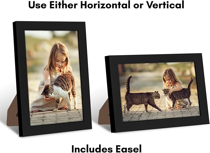 Americanflat 6x9 Picture Frame with Shatter-Resistant Glass - Signature Collection - Gallery-Style Frames Made of Engineered Wood - Photo Frame for Tabletop and Wall Display - Black